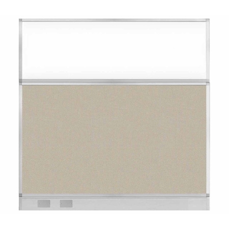 Versare Hush Panel Configurable Cubicle Partition 6' x 6' Sand Fabric Clear Window w/ Cable Channel 1856345-2